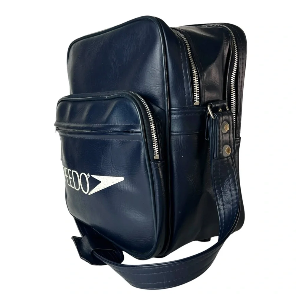 Vintage Speedo Navy Messenger Crossbody Bag Y2K Retro Sport Shoulder Bag